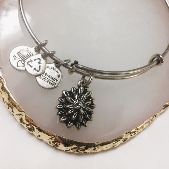 Alex and Ani Waterlily bangle charm bracelet - Picture 3 of 5